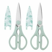 Cook with Color Set of 2 Stainless Steel Scissors with Soft Grip Handles and Blade Covers