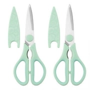 Cook with Color Set of 2 Stainless Steel Scissors with Soft Grip Handles and Blade Covers