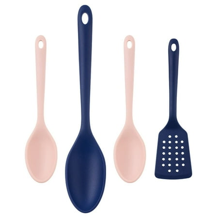 COOK WITH COLOR Silicone Kitchen Utensils 4 Piece Set, Spoons & Spatulas