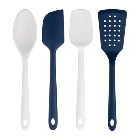 Cook with Color Silicone Kitchen Utensils 4 Piece Set, Spoons, Tongs & Spatulas
