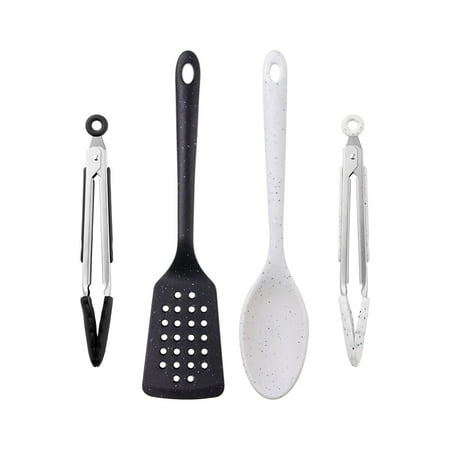 Cook with Color Silicone Kitchen Utensils 4 Piece Set, Spoons, Tongs & Spatulas