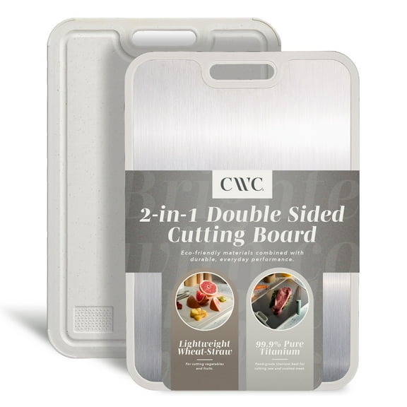 Cook With Color Double-Sided Titanium Chopping & Cutting Board for Kitchen, Cream