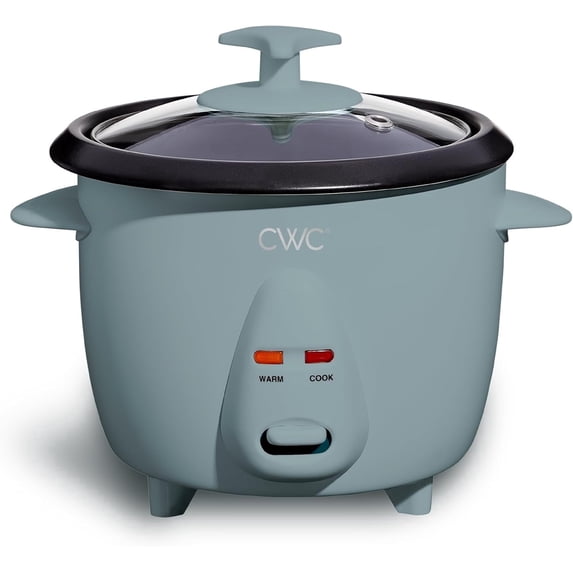 COOK WITH COLOR Rice Cooker, 6-Cup with Tempered Glass Lid, Gray Blue