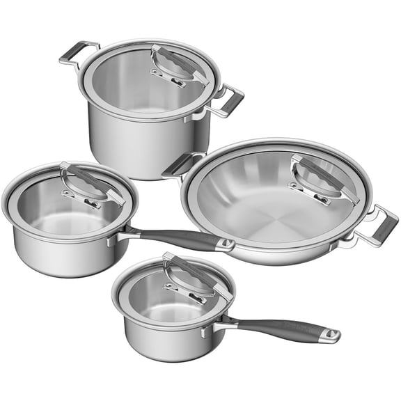 CookCraft 8-piece Luxury Collection Cookware Set with 1.5-qt Sauce Pan, 3-qt Sauce Pan, 8-qt Stock Pot and 12-in Dual Handle Casserole