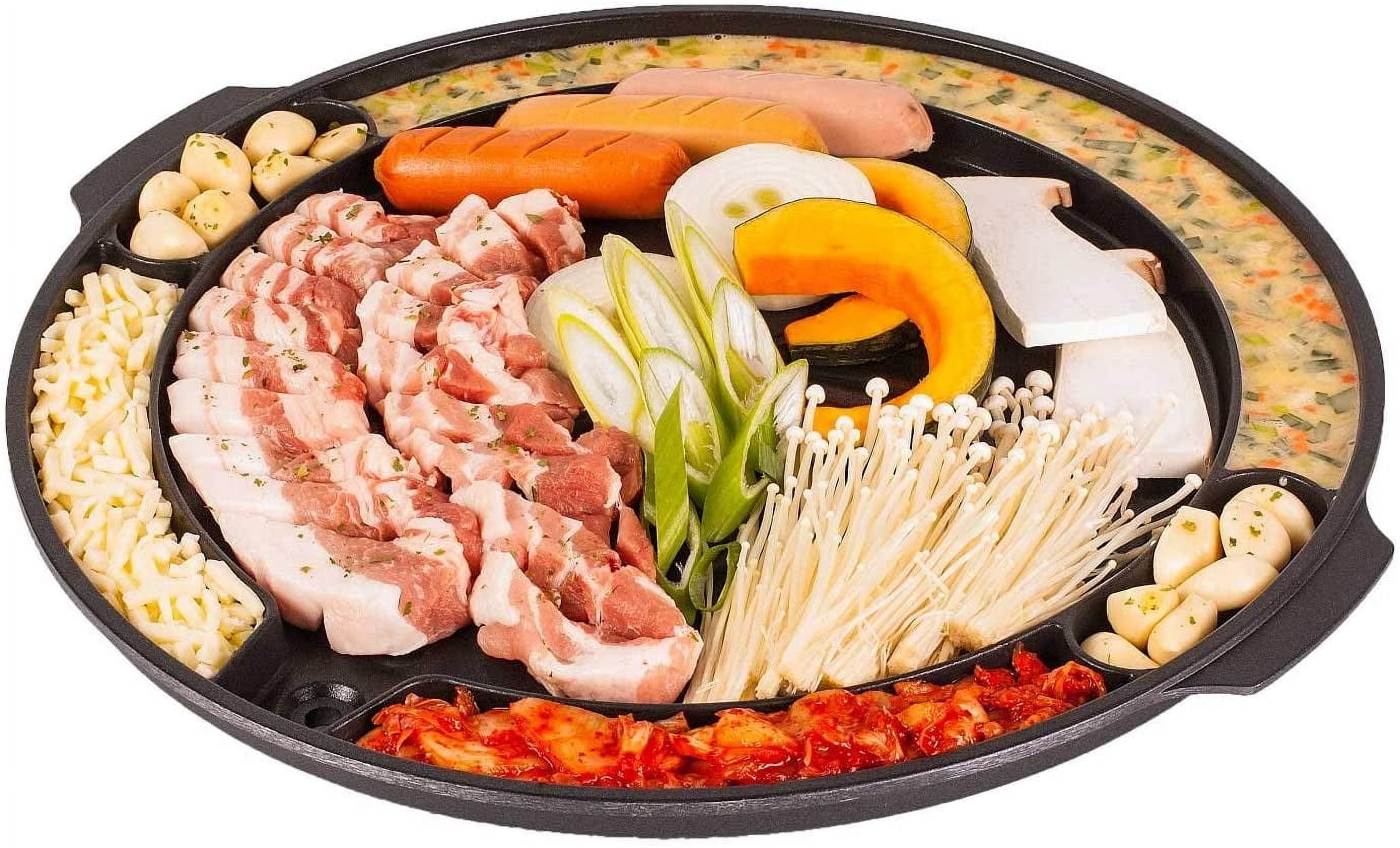 CookKing - Master Grill Pan, Korean Traditional BBQ Grill Pan - Stovetop Nonstick Indoor/Outdoor Smokeless BBQ Cast Aluminum Grill Pan