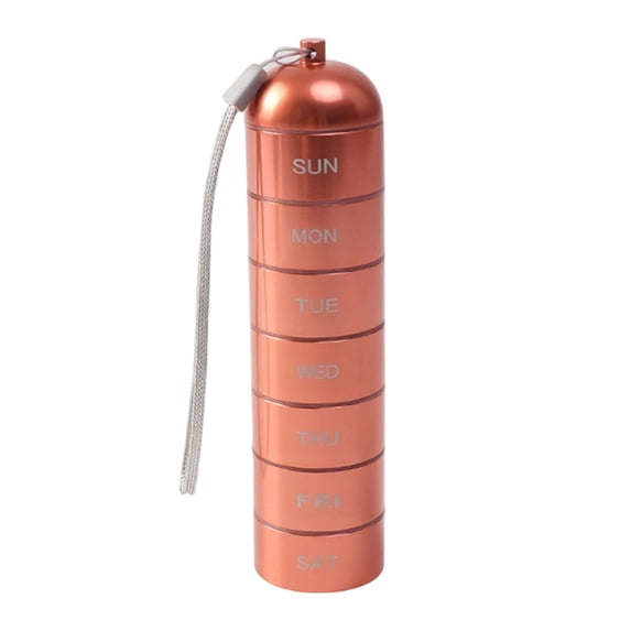 CookMate 7 Day Metal Pill Organizer,Copper Large Capacity Stackable Waterproof Weekly Pill Box,Twist-Lock Aluminum Alloy Medicine Case,Portable Vitamin Supplement Container for Travel and Daily Use