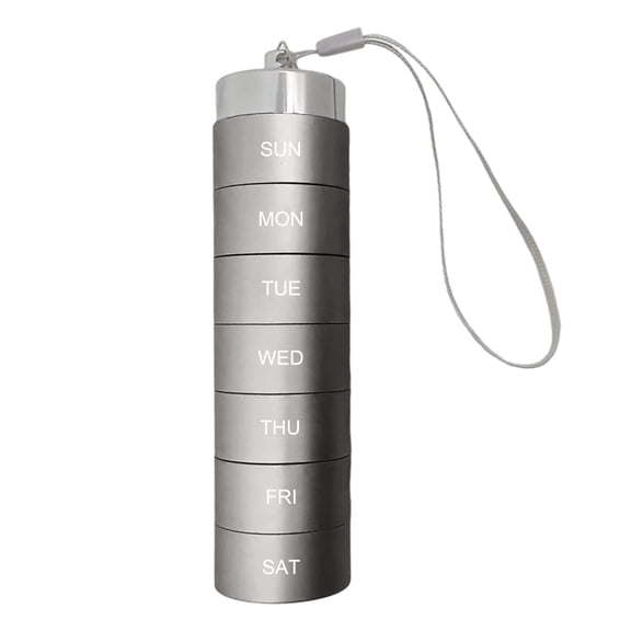 CookMate 7 Day Metal Pill Organizer,Silver Large Capacity Stackable Waterproof Weekly Pill Box,Twist-Lock Aluminum Alloy Medicine Case,Portable Vitamin Supplement Container for Travel and Daily Use