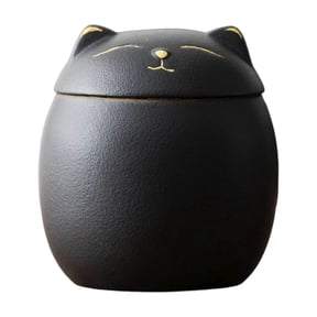 CookMate Cute Cat Shaped Ceramic Storage Jar With Lid Airtight Tea Coffee Spice Canister Decorative Countertop Household Organizer