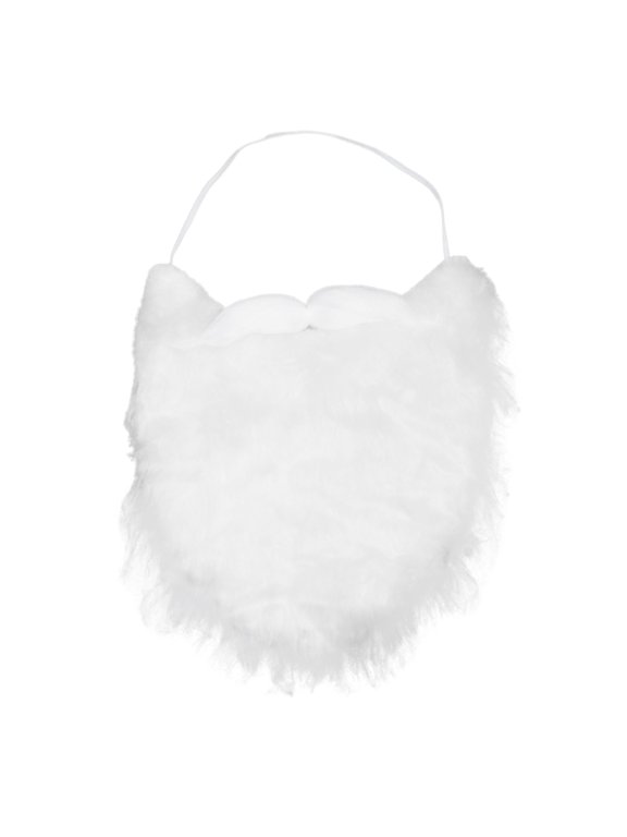 Fluffy Santastyle White Outfit Beard, Adjustable Strapon Facial Hair Prop For Christmas Gathering Stage Show Holiday Cosplay And Festive Dressup (9.84 x 7.48 inch)