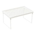 thumbnail image 1 of CookMate Folding Storage Rack,Large 14.9x9.45in Stackable Counter Shelf Organizer,Plastic Kitchen Cupboard and Bathroom Cabinet Spacer,White, 1 of 6