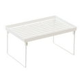 thumbnail image 1 of CookMate Folding Storage Rack,Medium 12.6x7.87in Stackable Counter Shelf Organizer,Plastic Kitchen Cupboard and Bathroom Cabinet Spacer,White, 1 of 6