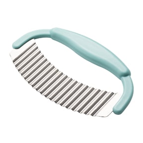 CookMate Hand-Held Stainless Steel Crinkle Cutter Wavy Vegetable Slicer Household Kitchen Food-Prep Gadget (7.87x4.72 Inch Yellow)