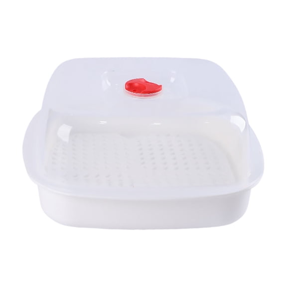 CookMate Microwave Plastic Food Steamer Box Stackable Cooking Container With Vent Lid For Quick Home Meal Prep 20.8x8.5cm