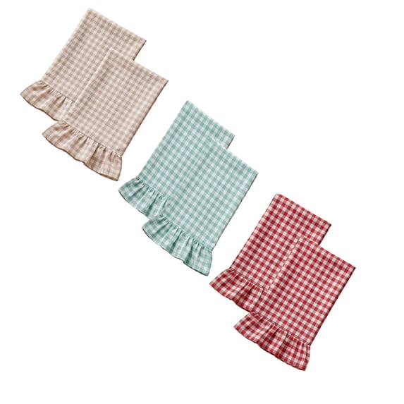 CookMate Ruffled Gingham Kitchen Dish Towels 6 Pack Farmhouse Style For Drying Dishes Table Decor 75x45cm