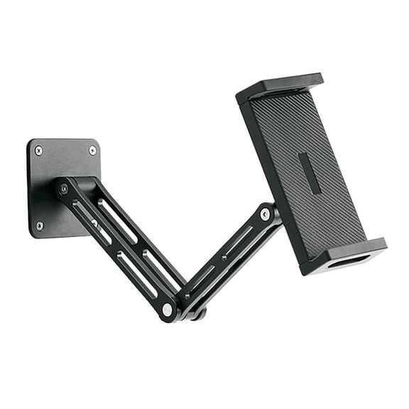 CookMate Wall Mount Tablet Holder,360 Rotating Aluminum Dual-Arm Stand,Extendable Foldable Holder for 4.7-13in Tablets and Phones,Kitchen Home Office Bedside,Black