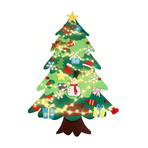 CookMate Wall-Mounted DIY Luminous Christmas Tree, Interactive Xmas Hanging Decor with 32PC Ornaments for Home Classroom Holiday Display