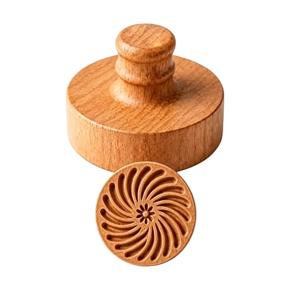 CookMate Wooden Cookie Stamp Embossing Mold With Handle Carved Pattern For Christmas Holiday Home Baking Dough Pie Crust Decoration