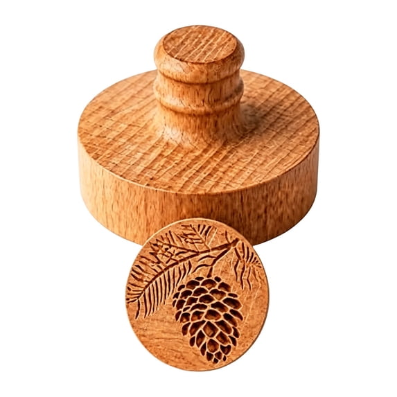 CookMate Wooden Cookie Stamp Embossing Mold With Handle Carved Pattern For Christmas Holiday Home Baking Dough Pie Crust Decoration