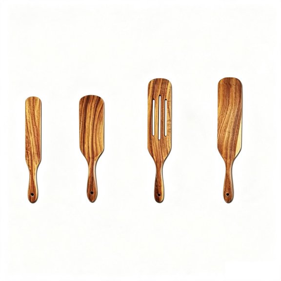 CookMate Wooden Salad Spurtle Set 4 Piece Kitchen Cooking Utensils For Mixing Tossing Serving 36x9x9cm