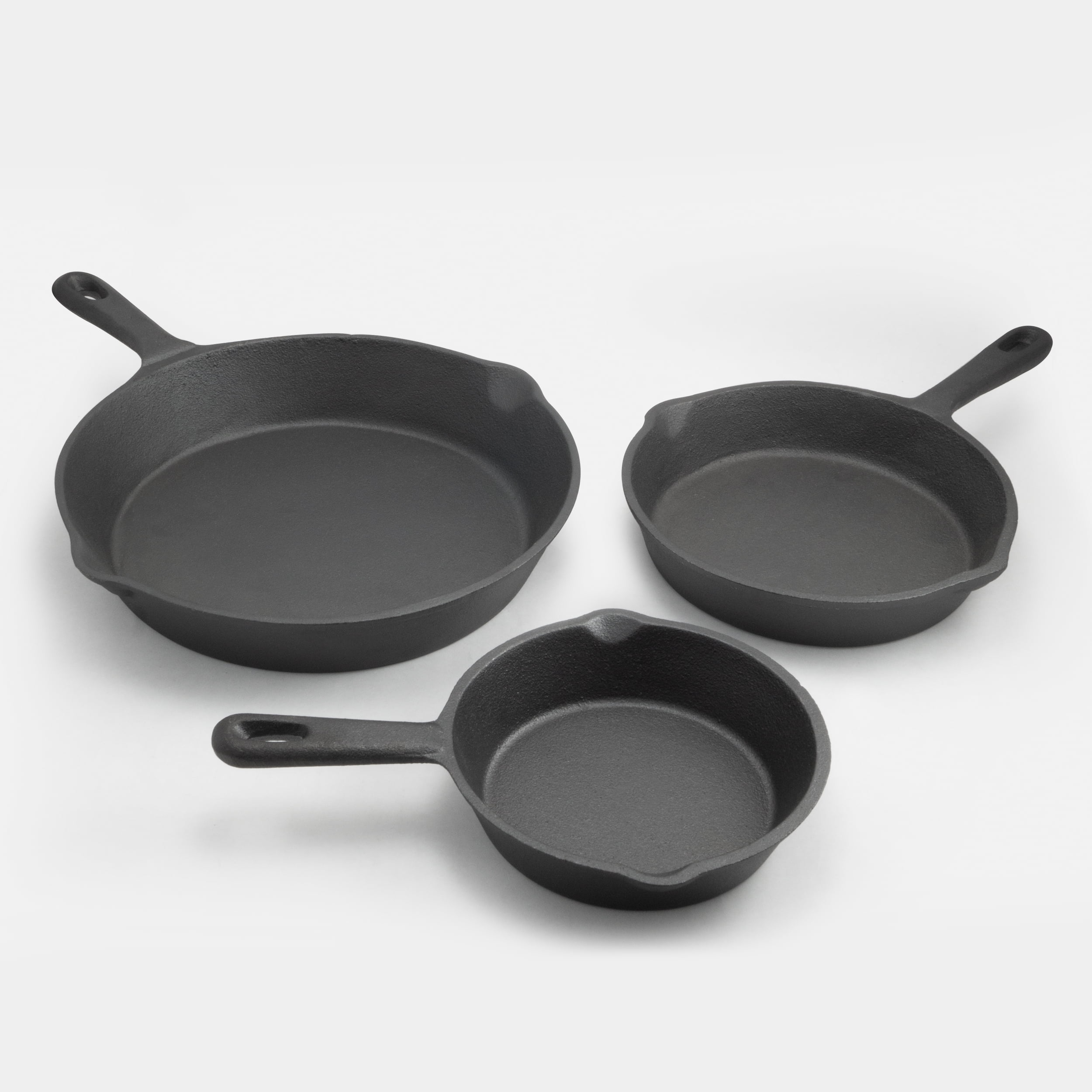 3pc Cast Iron Skillet Set - Nonstick, Even Heat, Silicone Handles