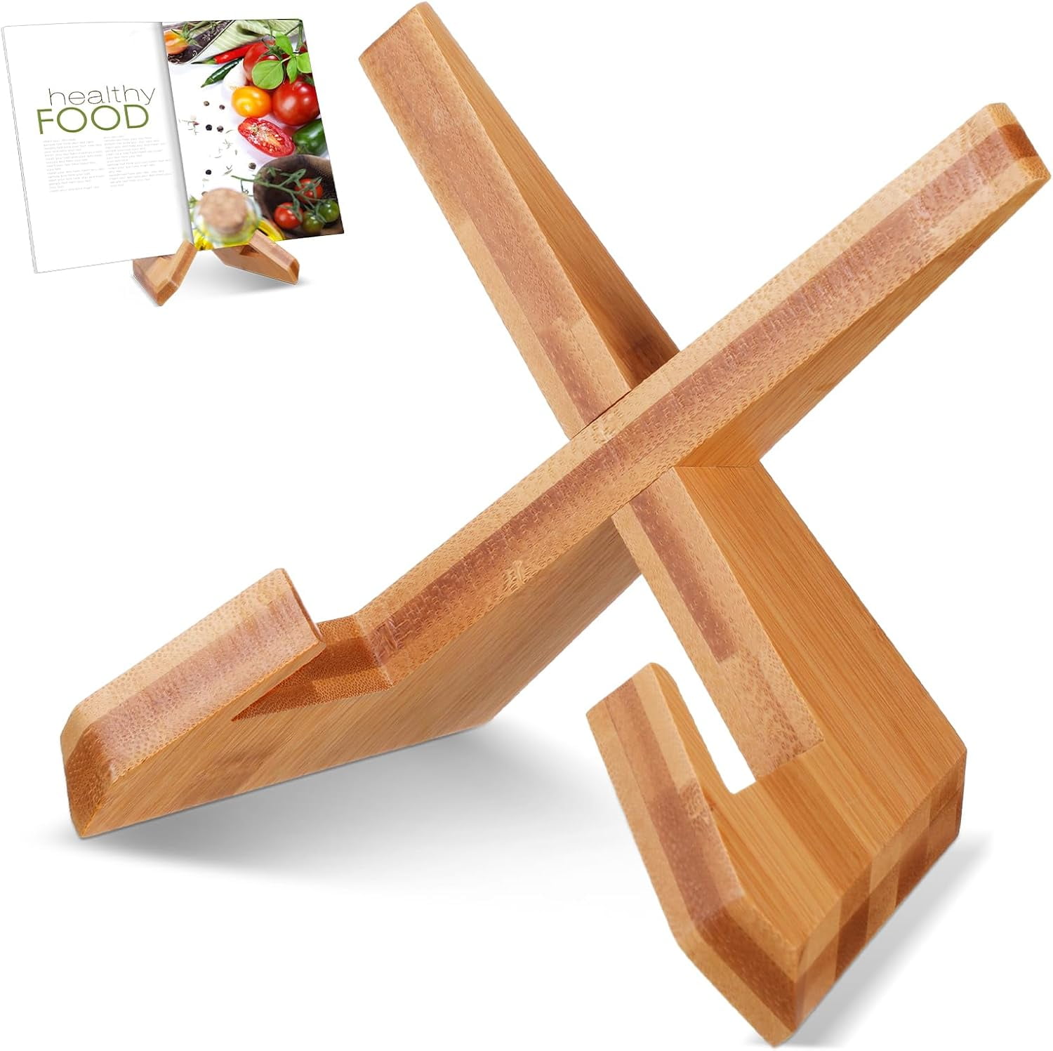 Cookbook Stand for Kitchen, Recipe Book Holder for Kitchen Counter, Wooden Cookbook Holder, Rustic Cook Book Stand