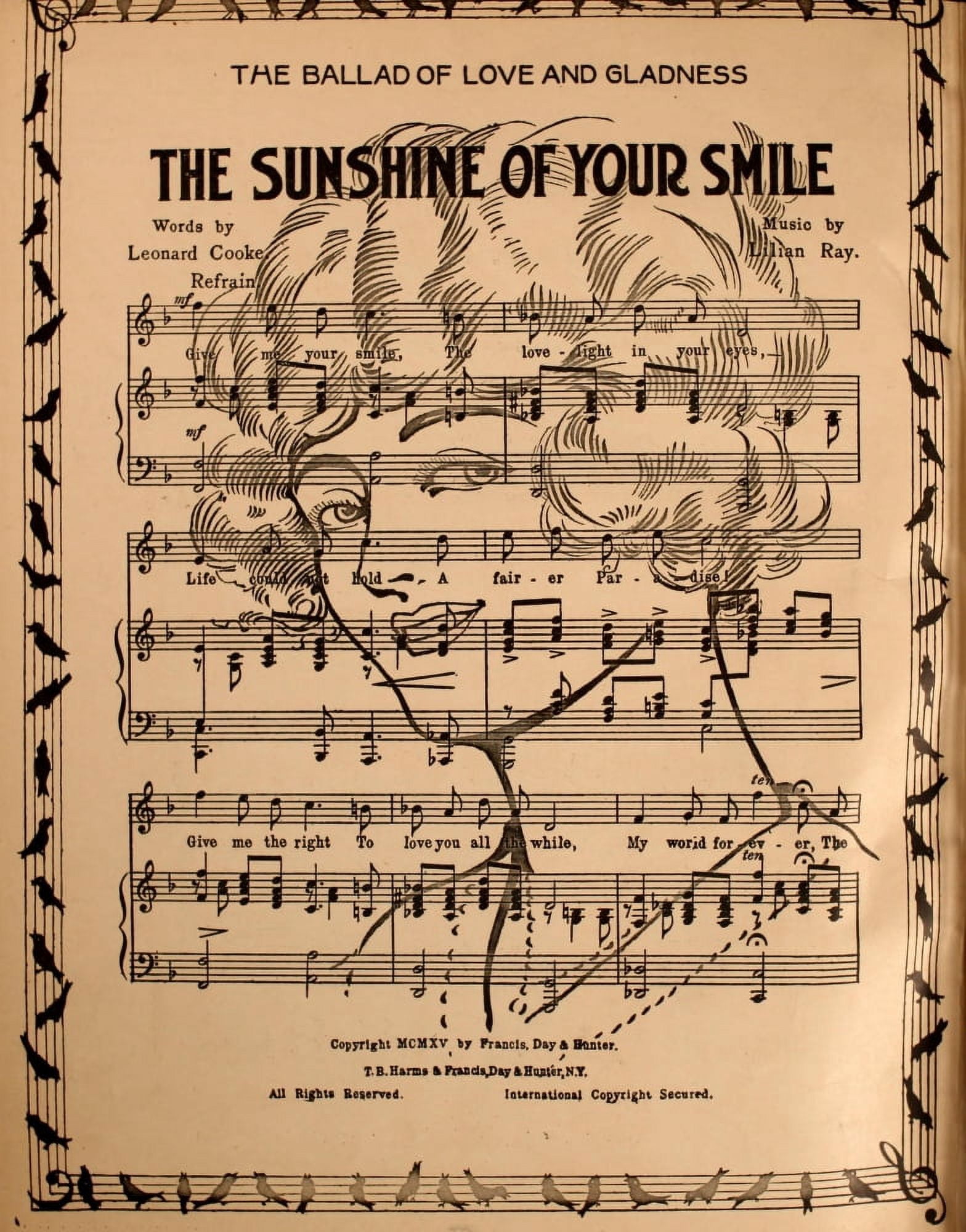 Cooke & Ray Sheet Music 1915 The Sunshine of your Smile Canvas Art - (18 x 24)