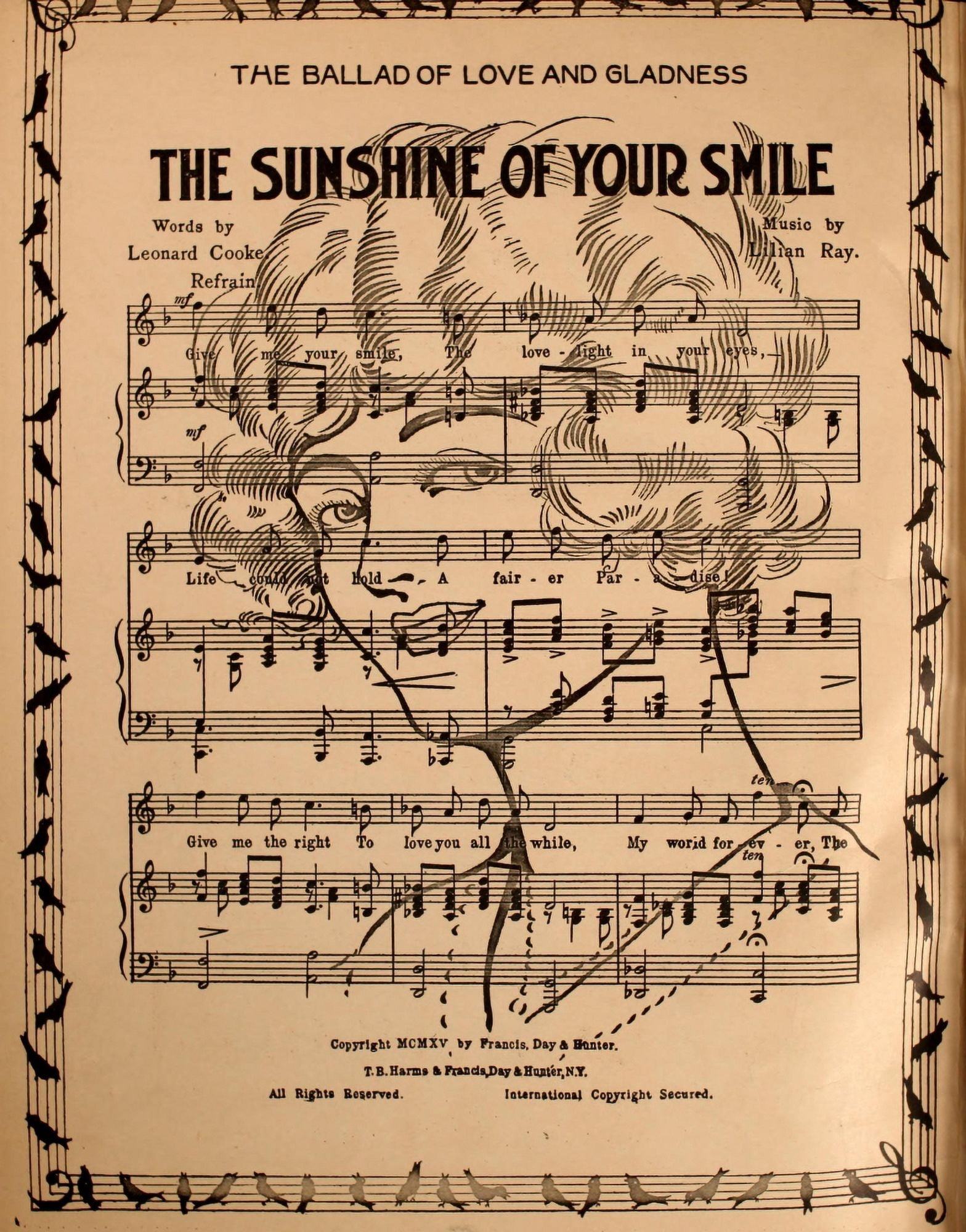 Cooke & Ray Sheet Music 1915 The Sunshine of your Smile Canvas Art - (24 x 36)