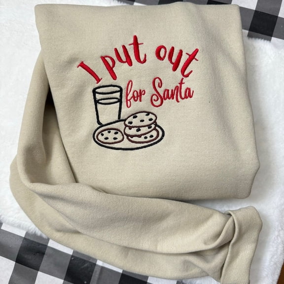 Cookie And Drink For Santa Embroidered Sweatshirt