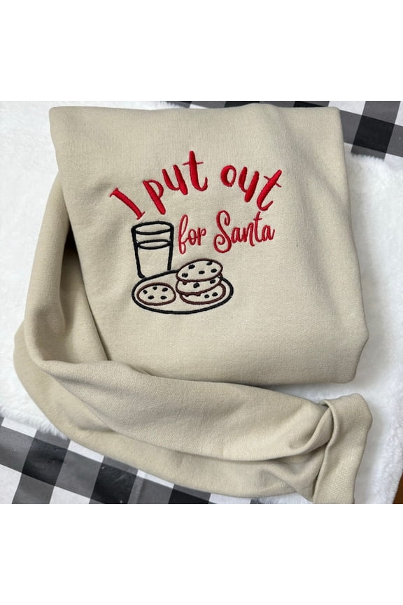 Cookie And Drink For Santa Embroidered Sweatshirt
