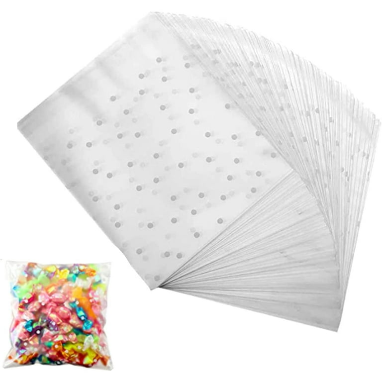 100 Pcs Clear Plastic Cellophane Bags Goodie Bags [5x5] - Clear Treat Bags  | 4 Twist Ties | OPP Plastic Bags | Small Candy Bags | Clear Gift Bags 