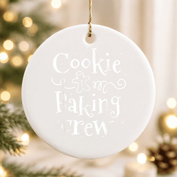 Cookie Baking Crew Baker Bake Christmas Baking Tree Ornament, Foodie Holiday Gift, Ceramic Ornament