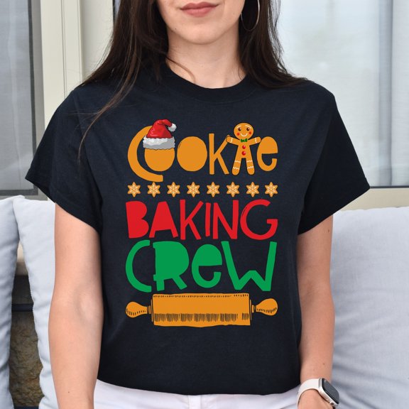 Cookie Baking Crew Christmas Dark Heather Seasonal Celebration Art Theme T-shirt