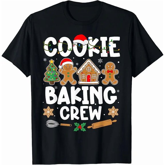 Cookie Baking Crew Family Women Kids Holiday Christmas Gingerbread Unisex T-Shirt up to size 5XL