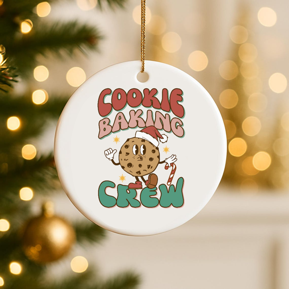 Cookie Baking Crew Ornament Gift For Her Gift Baking Crew Cookie 2D FLAT CIRCLE Ceramic Ornament