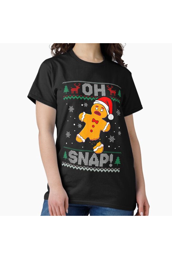 Cookie Baking Kids Oh Snap Gingerbread Funny Festive Holiday Unisex T-Shirt up to size 5XL