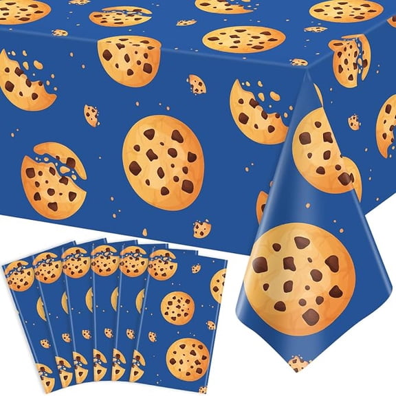 Cookie Birthday Party Tablecloth 6 Pack 51 x 86 Inches Chocolate Chip Cookie Design