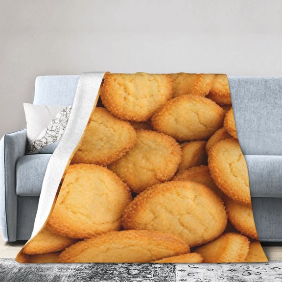 Cookie Blanket Biscuit Cookie Baked Sweet Soft Cozy Fleece Blanket Gift for Women Family 50x40