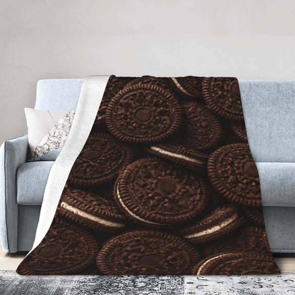 Cookie Blanket Cookie Chocolate Cream Soft Cozy Fleece Blanket Gift for Women Adults 50x40