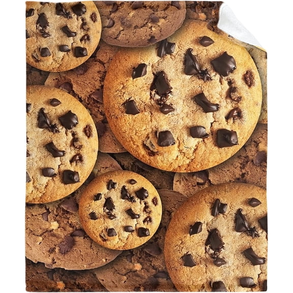 Cookie Blanket Food Throws Funny Gift for Kids Girl Boys Lightweight Fleece Throw Novelty Realistic Super Soft Comfy Gifts for Teens Women Men Flannel Bedding Sheet Blankets for Couch Sofa,60"x50"