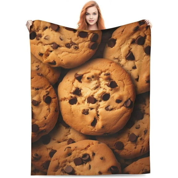 Cookie Blanket Funny Soft Food Blankets Cookie Blanket Adult Size Flannel Birthaday Gift for Teens Boys and Girls for Sofa Outdoor Living Room Indoor Bedroom Decor 60x50 Inch Inch
