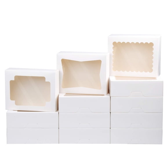 Cookie Boxes Bakery Boxes with Window 8x6.5x2.5 Inches Auto-Popup Treat Pastry Boxes for Gift Giving(24pack, Brown)