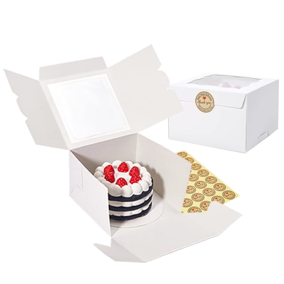 Cookie Boxes with Window 4.5x4.5x3 Inch-50 Pack Premium&Oil Resistant,Brown Bakery Box,Mini Treat Boxes for Mini Bundt Cake and Individual Cheesecakes
