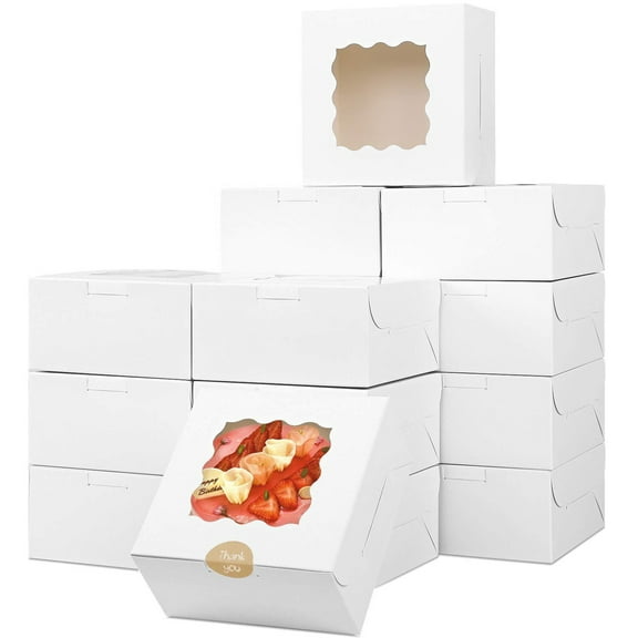 KGJQ 25.4cm x 25.4cm x 6.3cm Cookie Boxes with Window (10 Pack)