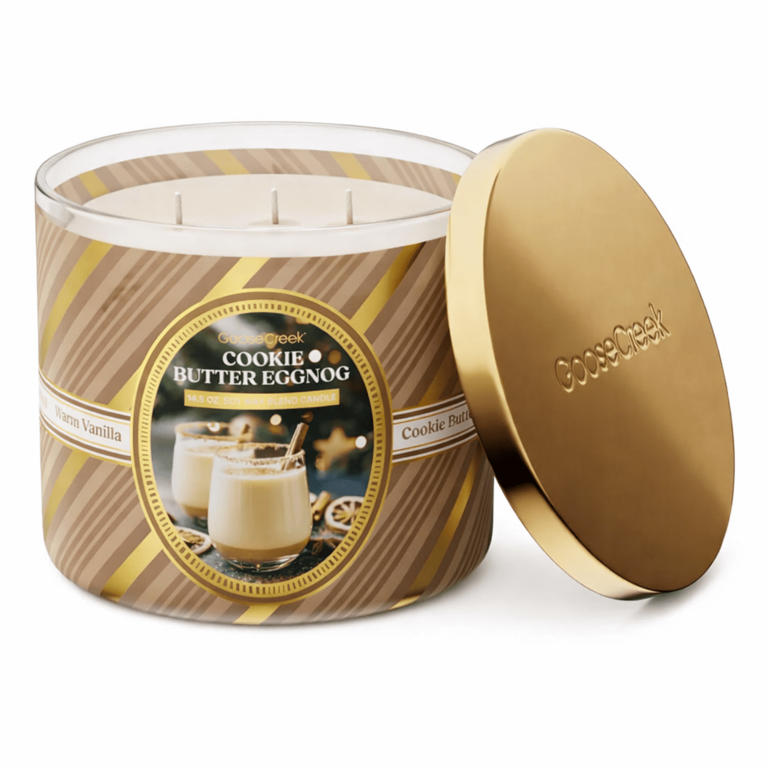 Cookie Butter Eggnog 3-Wick Scented Candle, 14.5 oz Glass Jar