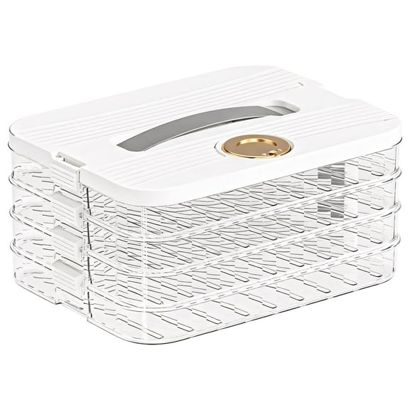 Cookie Carrier with Lid and Handle, 4-Layer Dessert Carrier, Transparent and Stackable, Quality Plastic, Ideal for Cookies and Snacks, Portable and Space-Saving