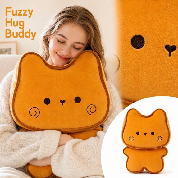 Cookie Cat Plush Stuffed Animal Soft Cuddly Biscuit Kitten Doll Crafted from Soft Fabric 1 Foot Tall Desktop Decoration and Keepsake Gift Item