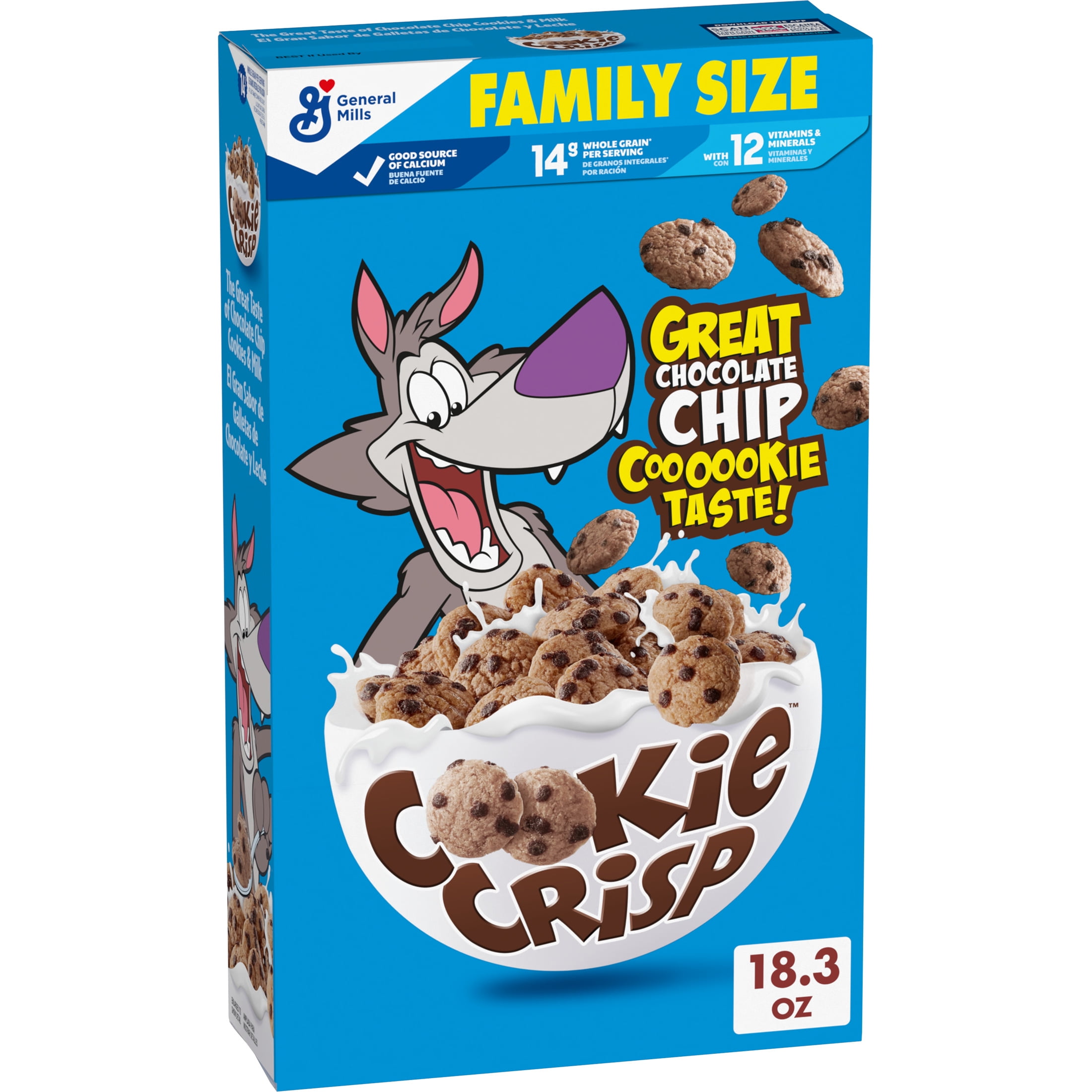 Cookie Crisp Breakfast Cereal, Chocolate Chip Cookie Taste, Family Size 18.3 oz