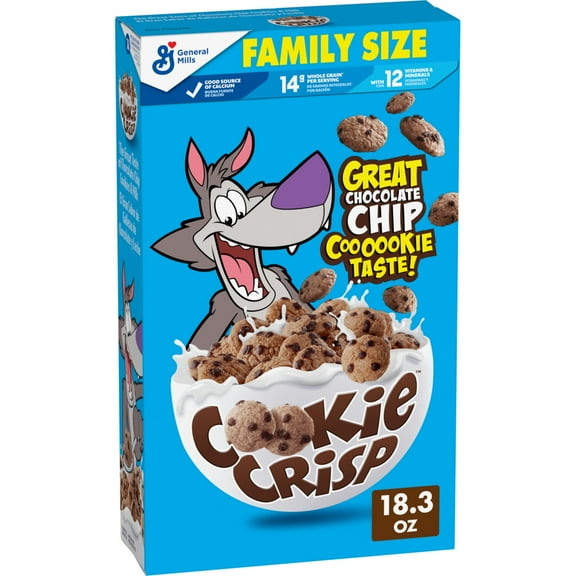 Cookie Crisp Breakfast Cereal, Chocolate Chip Cookie Taste, Family Size 18.3 oz