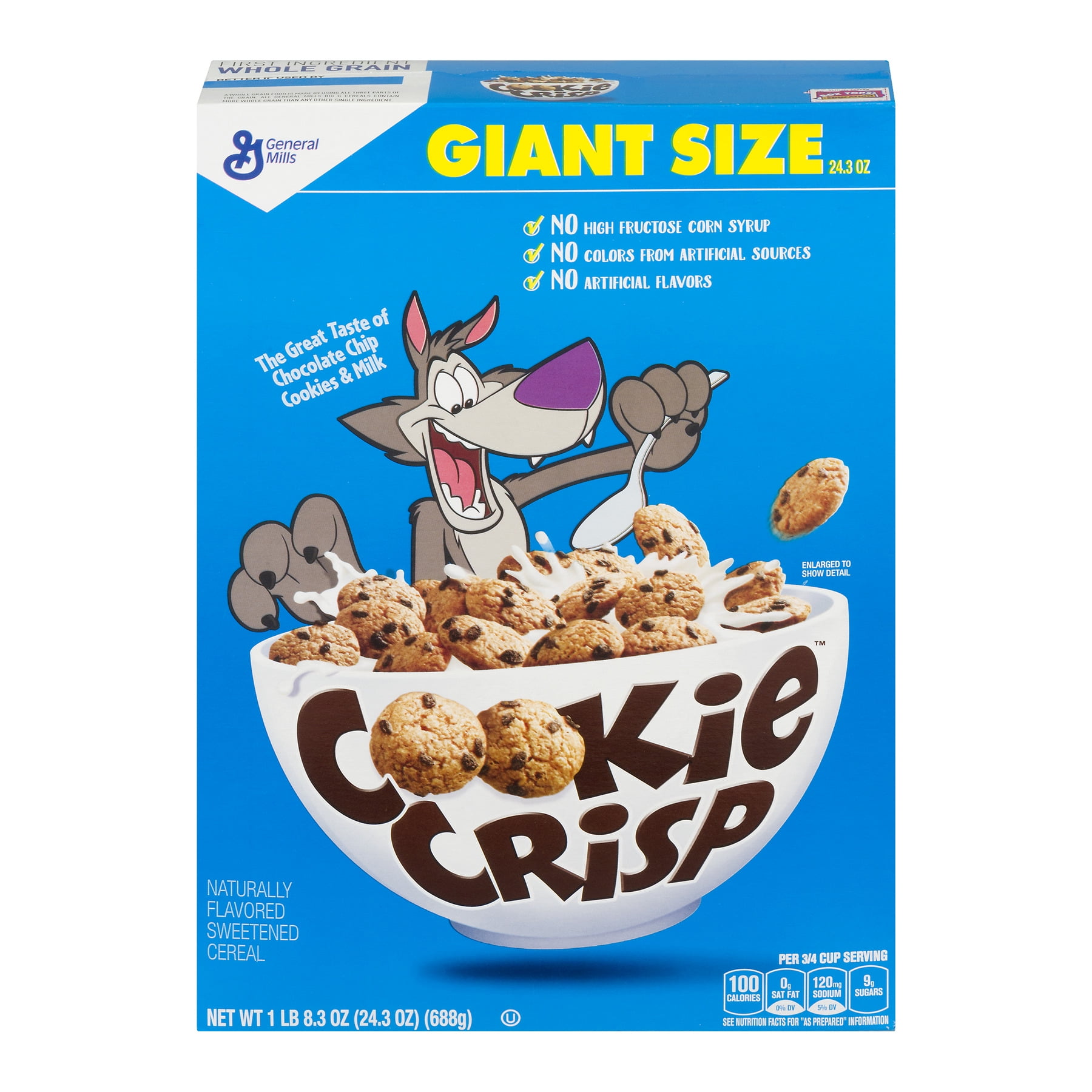 Cookie Crisp Cereal, Chocolate Chip Cookie Flavored Cereal, 24.3 oz