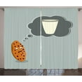 thumbnail image 1 of Cookie Curtains 2 Panels Set, Smiling Cookie Thinking of Milk in a Glass Daydreaming, Window Drapes for Living Room Bedroom, 108"W X 108"L,Grey Teal Ivory Amber and Pale Taupe, by Ambesonne, 1 of 3